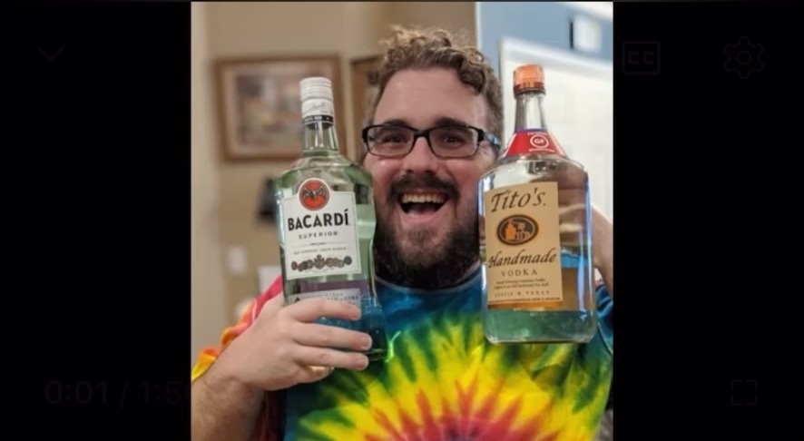 Kurt with Bacardi and Tito's — lockdown years