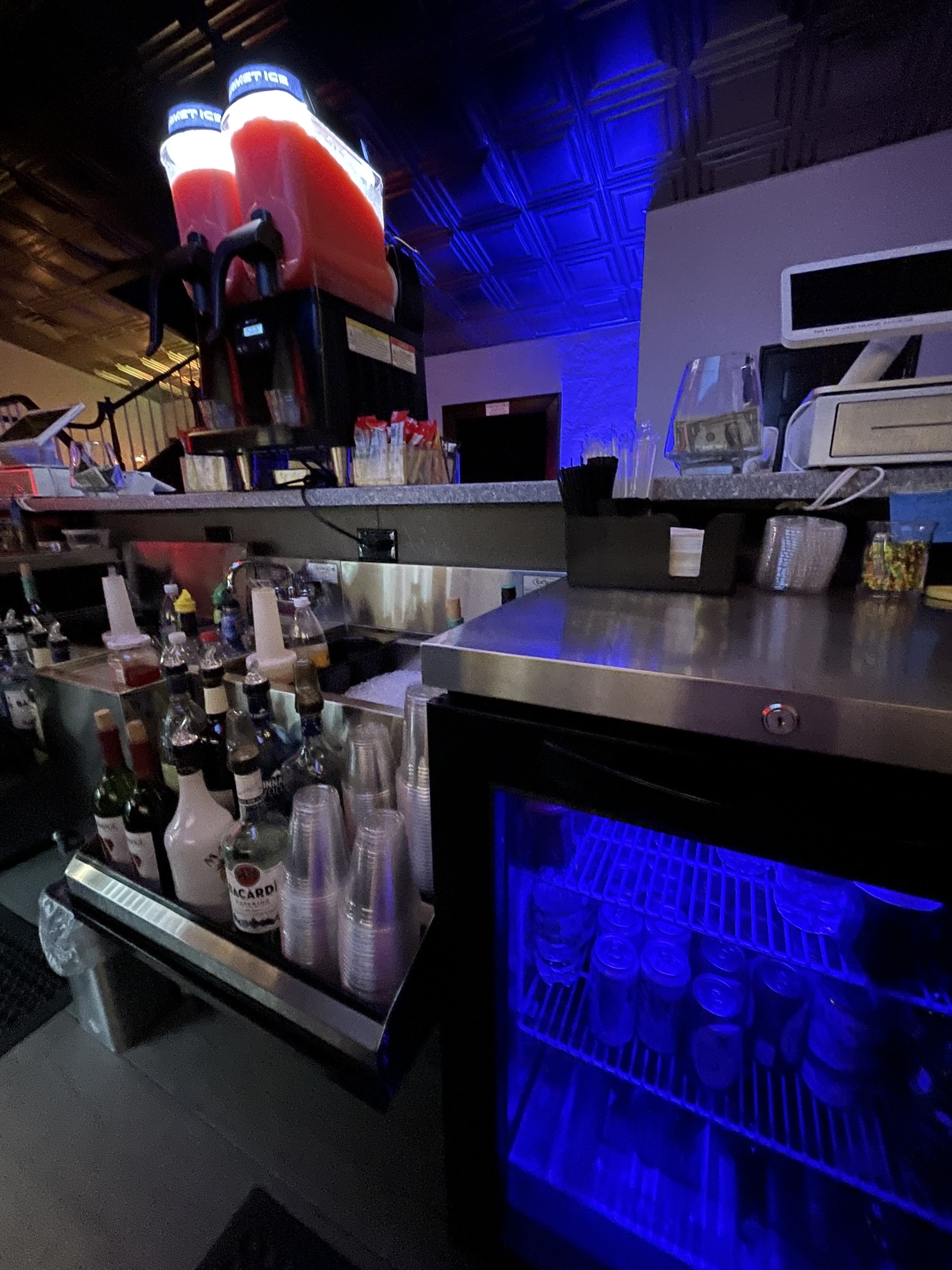 Titusville Playhouse bar — blue lights